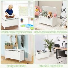 Juguetero Infantil con Bisagra de Seguridad Organizador para Habitación de Niños 60 x 33 x 37,5 cm-Blanco