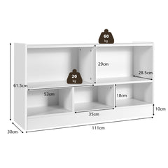 Librería para Niños y Organizador Juguetes Mueble de 5 Cubos para Juguetes Muñecas Libros Estante de Madera con 5 Compartimientos Blanco