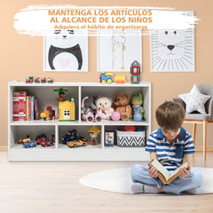 Librería para Niños y Organizador Juguetes Mueble de 5 Cubos para Juguetes Muñecas Libros Estante de Madera con 5 Compartimientos Blanco