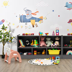 Librería para Niños y Organizador Juguetes Mueble de 5 Cubos para Juguetes Muñecas Libros Estante de Madera con 5 Compartimientos Gris