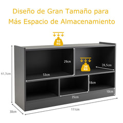 Librería para Niños y Organizador Juguetes Mueble de 5 Cubos para Juguetes Muñecas Libros Estante de Madera con 5 Compartimientos Gris