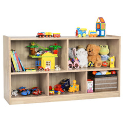 Librería para Niños y Organizador Juguetes Mueble de 5 Cubos para Juguetes Muñecas Libros Estante de Madera con 5 Compartimientos Natural