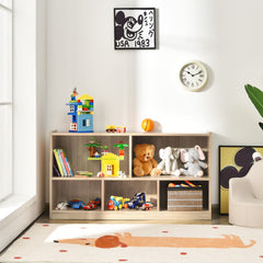 Librería para Niños y Organizador Juguetes Mueble de 5 Cubos para Juguetes Muñecas Libros Estante de Madera con 5 Compartimientos Natural