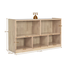 Librería para Niños y Organizador Juguetes Mueble de 5 Cubos para Juguetes Muñecas Libros Estante de Madera con 5 Compartimientos Natural