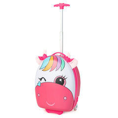 Maleta con Ruedas para Niños Maleta de Cabina de Carcasa Dura 2 Ruedas Intermitentes Asa Telescópica de 2 Niveles 33 x 22 x 45 cm Rosa