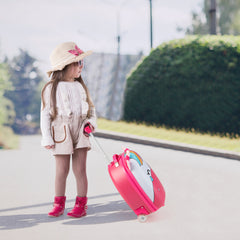 Maleta con Ruedas para Niños Maleta de Cabina de Carcasa Dura 2 Ruedas Intermitentes Asa Telescópica de 2 Niveles 33 x 22 x 45 cm Rosa