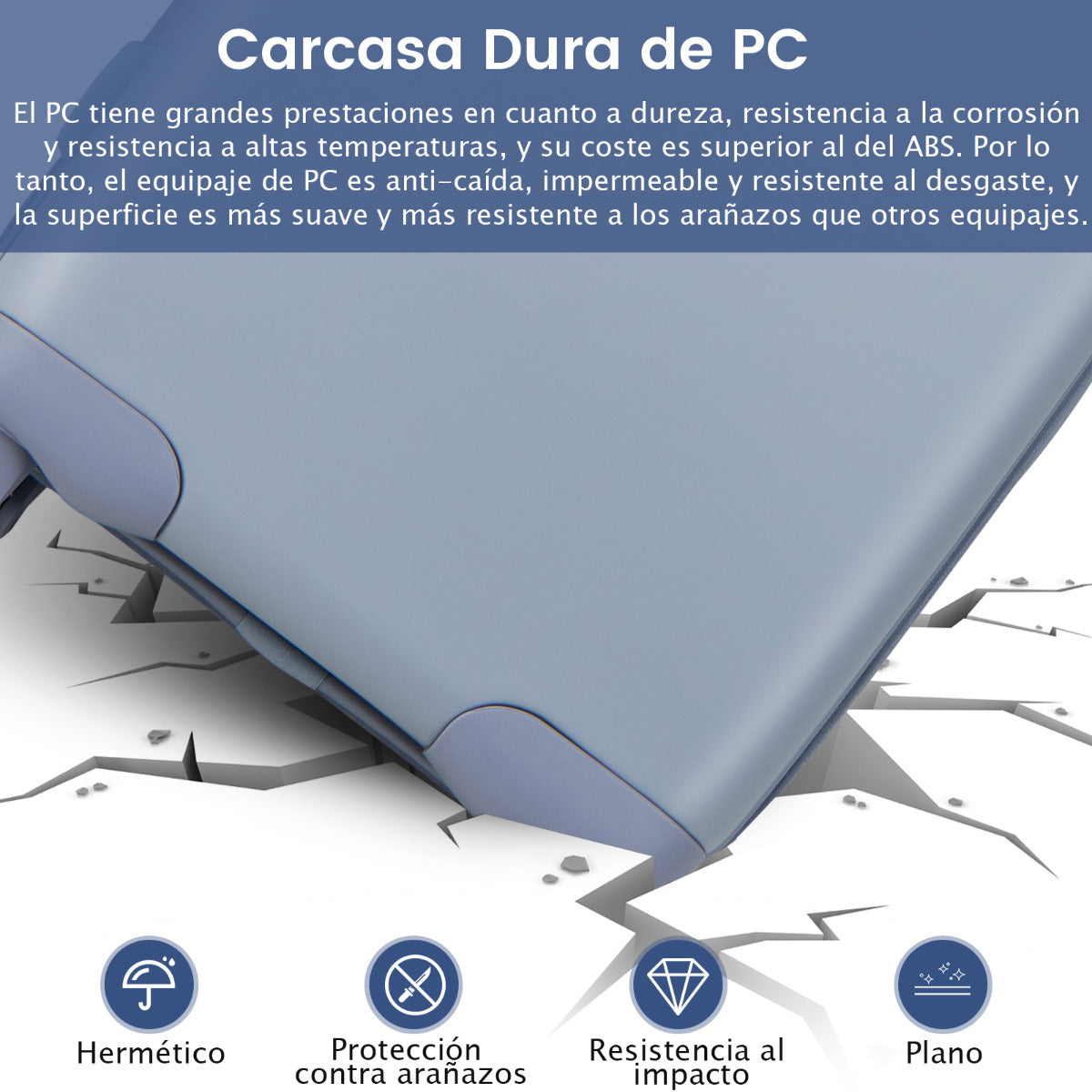 Maleta de Viaje Cabina de 20 Pulgadas Equipaje Rígido con Ruedas Giratorias Equipaje de Mano con Asa Altura Ajustable Valija Liviana Azul