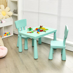 Set con Mesa y 2 Sillas para Niños Comer Dibujar Escribir y Hacer Manualidades Verde 76,5 x 54,5 x 49,5 cm