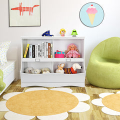 Estantería Almacenaje con 2 Compartimentos y 2 Contenedores para Dormitorio y Salón Organizador de Juguetes 105,5 x 39,5 x 84 cm Blanco