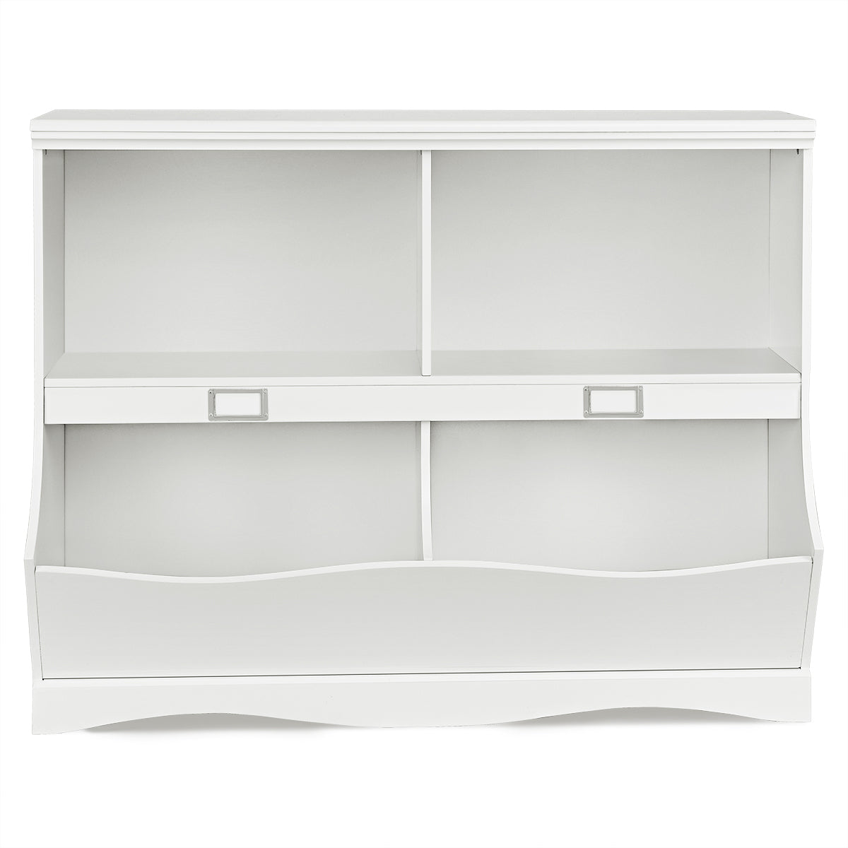 Estantería Almacenaje con 2 Compartimentos y 2 Contenedores para Dormitorio y Salón Organizador de Juguetes 105,5 x 39,5 x 84 cm Blanco
