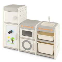 Organizador de Almacenamiento de Juguetes Infantil Estantería para Niños con Pizarra Magnética Baúl con Armarios 116 x 38 x 98 cm Gris