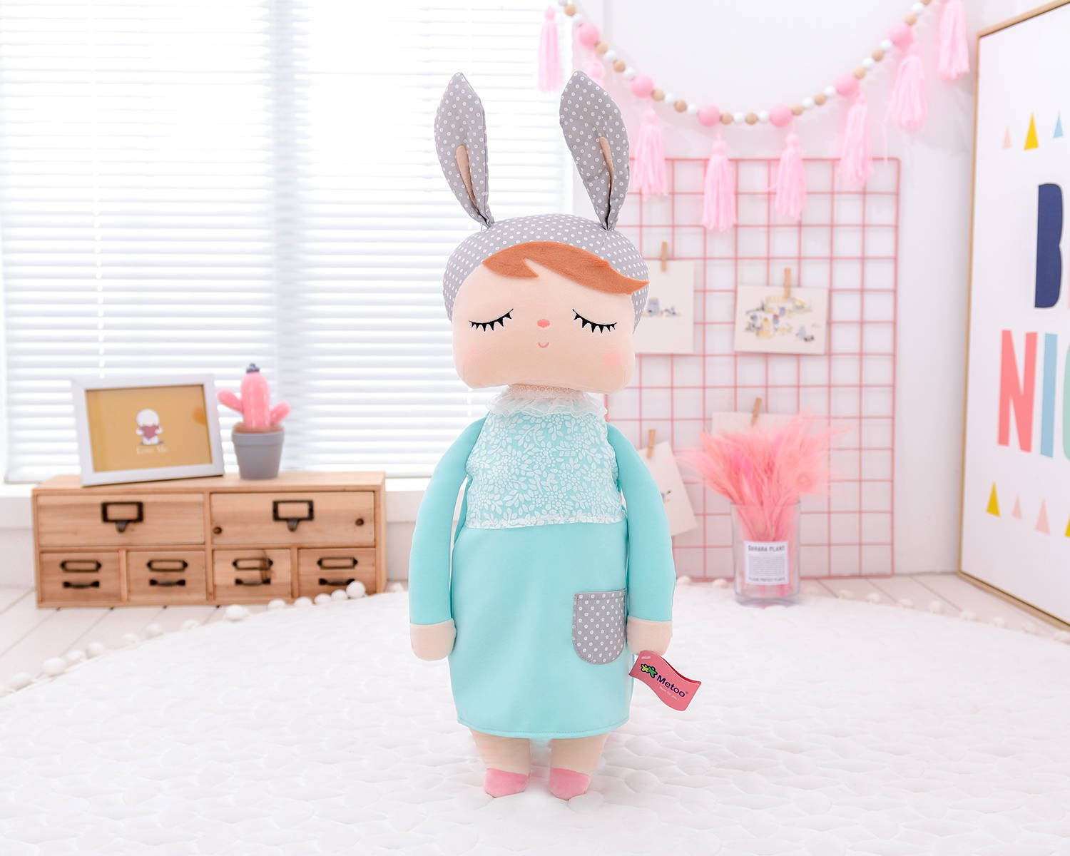 Peluche Metoo XL con vestido menta
