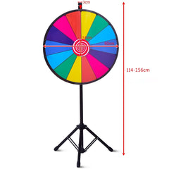 24" Ruleta de Juego de La Suerte con Trípode Altura Ajustable con Pluma Borrador de Pizarra Caja de Almacenamiento para Fiesta