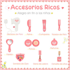 Set de Tocador Infantil 2 en 1 Mesa de Maquillaje con Taburete y Espejo Triple Extraíble para Niños Niñas 3+ Años 60 x 33 x 98,5 cm Blanco