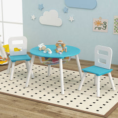 Set Mesa Redonda y Silla para Niños Set 3 Piezas con Mesa Actividad de Madera y Centro de Red Complementos de Decoración Verde