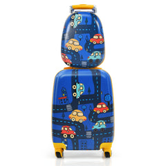 Set 2 Maletas para Niños Mochila 24 cm con Mango Retráctil y Maleta 32 cm con Ruedas Equipaje de Viaje Azul