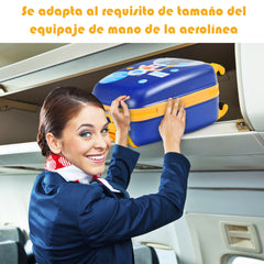 Juego de Maleta y Mochila para Niños Mochila 24 cm con Mango Retráctil Maleta 27 cm con Ruedas Set Equipaje de Viaje Azul