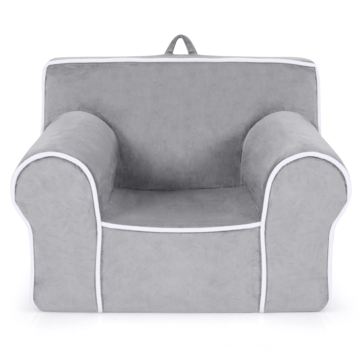 Sillón Infantil Relleno de Espuma Tapizado con Tela de Terciopelo y Relleno de Esponja Pequeños de 0-5 Años 68 x 46 x 50 cm Gris