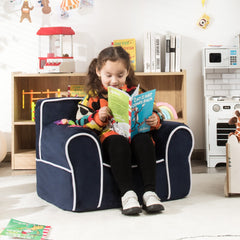 Sillón Infantil Relleno de Espuma Tapizado con Tela de Terciopelo y Relleno de Esponja Pequeños de 0-5 Años 68 x 46 x 50 cm Azul Marino