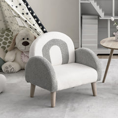 Sillón Infantil con Tela de Felpa Suave Espuma de Alta Elasticidad Patas de Madera Sillón Tapizado para Niños 51 x 42 x 51 cm Gris