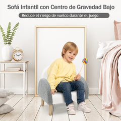 Sillón Infantil con Tela de Felpa Suave Espuma de Alta Elasticidad Patas de Madera Sillón Tapizado para Niños 51 x 42 x 51 cm Gris