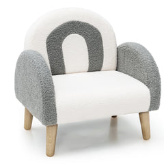 Sillón Infantil con Tela de Felpa Suave Espuma de Alta Elasticidad Patas de Madera Sillón Tapizado para Niños 51 x 42 x 51 cm Gris