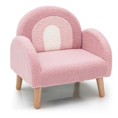 Sillón Infantil con Tela de Felpa Suave Espuma de Alta Elasticidad Patas de Madera Sillón Tapizado para Niños 51 x 42 x 51 cm Rosa