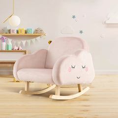 Silla Mecedora para Niños Sillón Infantil Tapizado con Patas de Madera Maciza Almohadillas Antideslizantes en Sala 52 x 50 x 47 cm Rosa