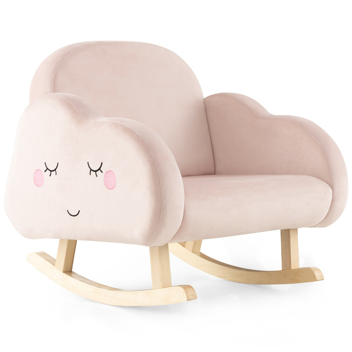 Silla Mecedora para Niños Sillón Infantil Tapizado con Patas de Madera Maciza Almohadillas Antideslizantes en Sala 52 x 50 x 47 cm Rosa