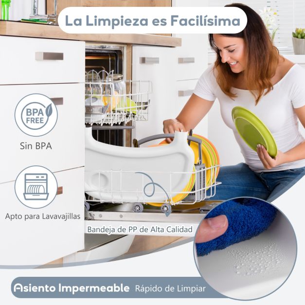 Silla Alta para Bebés y Niños Silla de Comedor Convertible 4 en 1 Silla de Piso con Bandeja Ajustable y Reposapiés Trona para Bebés Blanco