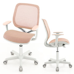 Silla Giratoria De Escritorio Para Niños Con Altura Ajustable Ruedas Con Freno Reposabrazos Lisos 57 x 57 x 80-92 cm-Rosa