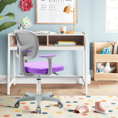 Silla Ergonómica para Escritorio para Niños con Ruedas Silla Giratoria de Ordenador Altura Regulable Soporte Lumbar Púrpura
