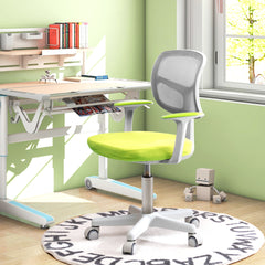 Silla Ergonómica para Escritorio para Niños con Ruedas Silla Giratoria de Ordenador Altura Regulable Soporte Lumbar Verde