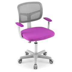 Silla Ergonómica para Escritorio para Niños con Ruedas Silla Giratoria de Ordenador Altura Regulable Soporte Lumbar Violeta