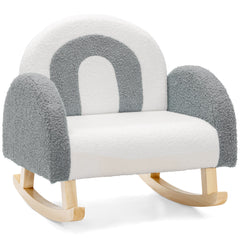 Silla Mecedora para Niños Sillón Infantil Tapizado con Patas de Madera Maciza para Niños 3-5 Años Carga 50 kg en Guardería Dormitorio Gris