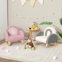 Silla Mecedora para Niños Sillón Infantil Tapizado con Patas de Madera Maciza para Niños 3-5 Años Carga 50 kg en Guardería Dormitorio Rosa