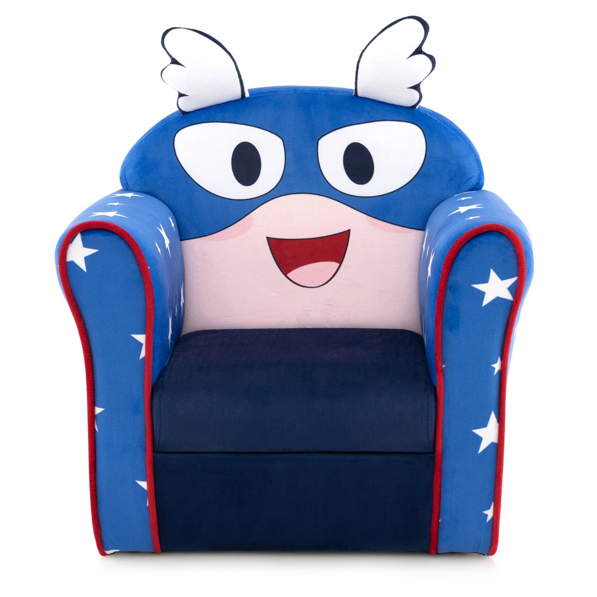 Sillón Infantil Tapizado Marco de Madera Superficie de Terciopelo Relleno de Espuma Sofá para Niños para Dormitorio 50 x 40 x 54 cm Azul