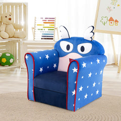 Sillón Infantil Tapizado Marco de Madera Superficie de Terciopelo Relleno de Espuma Sofá para Niños para Dormitorio 50 x 40 x 54 cm Azul