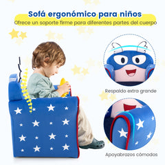 Sillón Infantil Tapizado Marco de Madera Superficie de Terciopelo Relleno de Espuma Sofá para Niños para Dormitorio 50 x 40 x 54 cm Azul