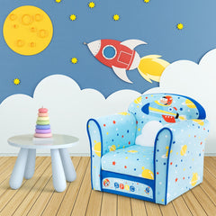 Sillón Infantil Tapizado Sofá para Niños con Marco de Madera Superficie de Terciopelo Relleno de Espuma para Dormitorio 50 x 40 x 54 cm Azul