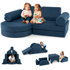 Sofá Modular Infantil de 13 Piezas Conjunto Versátil de Sofá Seccional para Niños para Guardería Sofá de Espuma Convertible Azul Marino