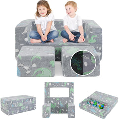 Sofá Modular Brillante para Niños Sofá de Juego 3 en 1 para Bebés con Funda de Franela Extraíble y Lavable Mini Sofá de Peluche Multicolor 2