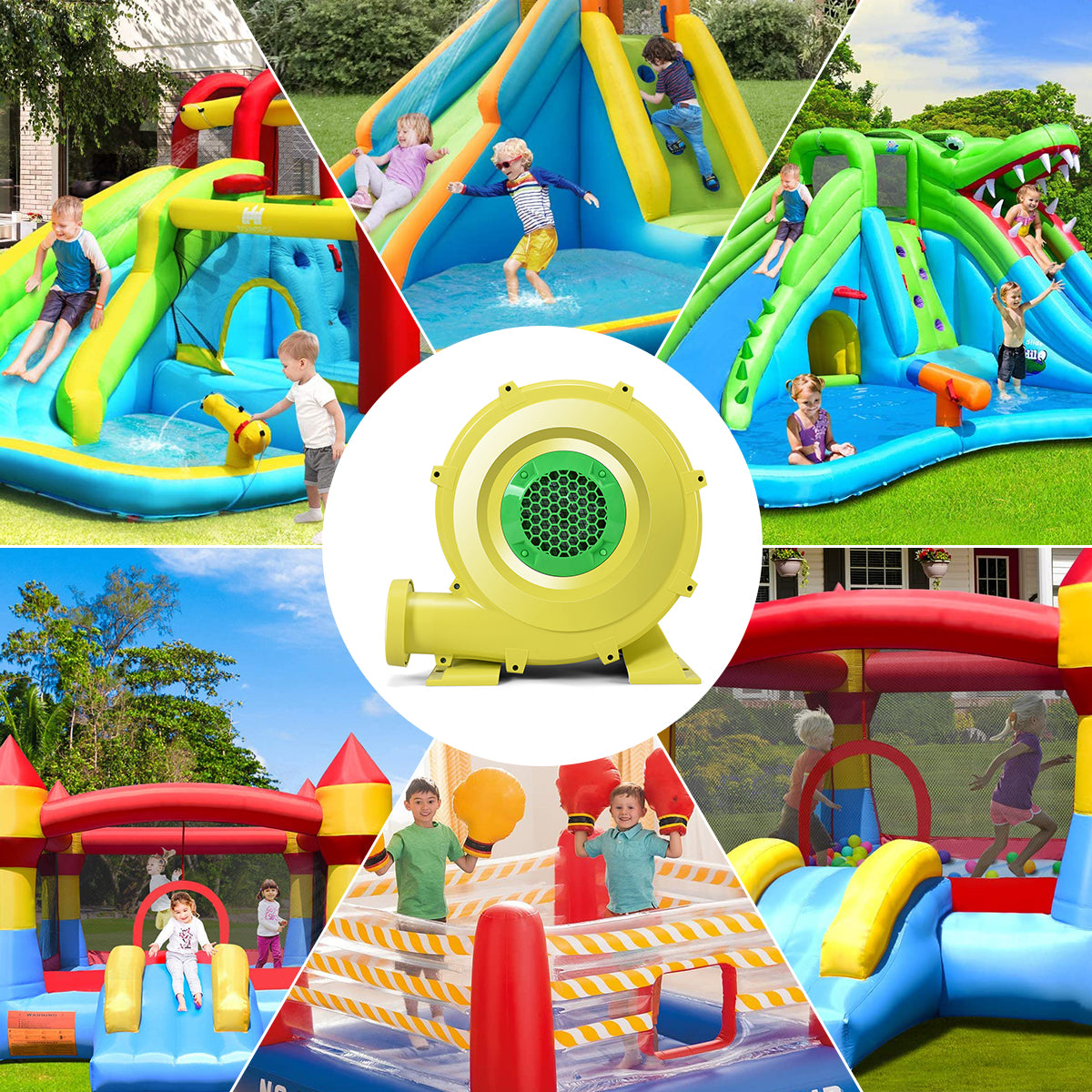 350W Ventilador de Aire para Castillo Hinchable Soplador Bomba de Aire Eléctrico para Juguetes Inflables