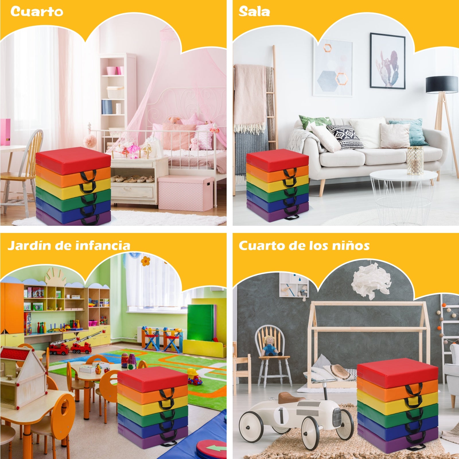 Cojines Cuadrados para Niños Impermeables con Empuñadura Ergonómica para Ejercitar las Habilidades Cognitivas