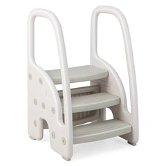 Taburete de 3 Escalones para Niños Taburete Infantil con Manijas de Seguridad Escalones Antideslizante para Cocina Baño 43 x 42 x 70 cm Gris
