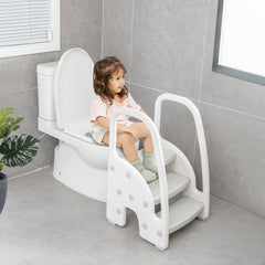 Taburete de 3 Escalones para Niños Taburete Infantil con Manijas de Seguridad Escalones Antideslizante para Cocina Baño 43 x 42 x 70 cm Gris