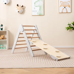 3 en 1 Triángulo de Escalada con Rampa Ajustable para Escalar y Deslizarse Escalador Triangular de Madera Juguetes para Niños Gris