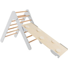 3 en 1 Triángulo de Escalada con Rampa Ajustable para Escalar y Deslizarse Escalador Triangular de Madera Juguetes para Niños Gris