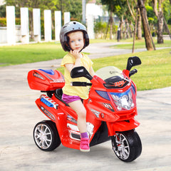 Moto Montable para Niños Moto Eléctrica Juguete de Batería 6 V con 3 Ruedas Música Incorporada Focos Función Adelante y Atrás Rojo