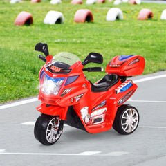 Moto Montable para Niños Moto Eléctrica Juguete de Batería 6 V con 3 Ruedas Música Incorporada Focos Función Adelante y Atrás Rojo